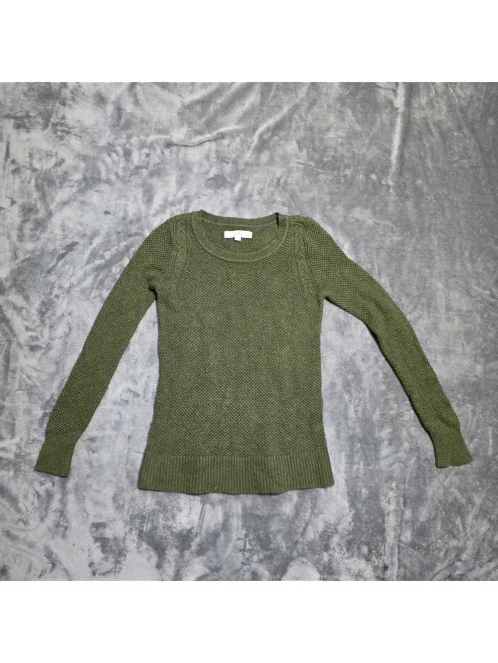LOFT Bohemian Olive green textured knit sweater sz XS